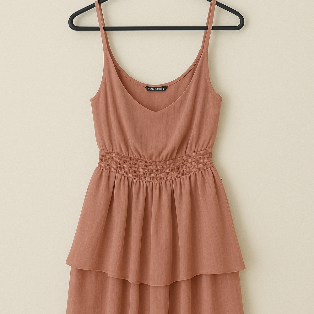 Dusty Rose Tiered Chiffon Sundress –Smokef Dress -Express
